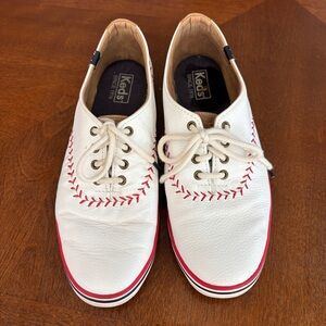 Keds White Leather Baseball Shoes